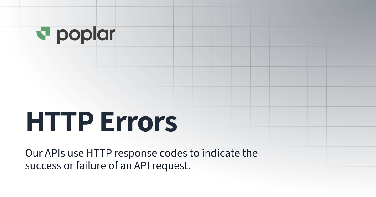 HTTP Errors | API | Poplar